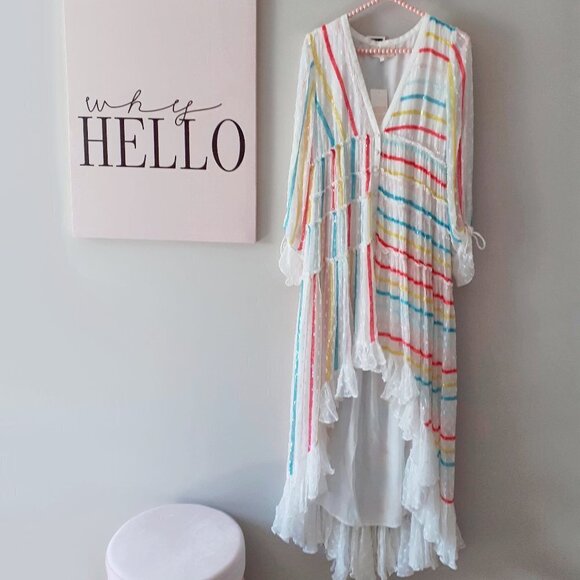 NWT Rococo Sand white sequin polka dot maxi dress - Picture 5 of 6